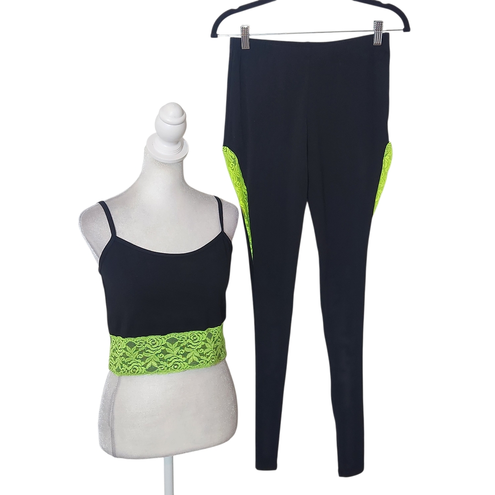 Balera Dancewear Black and Green Matching Set Size Adult Medium
